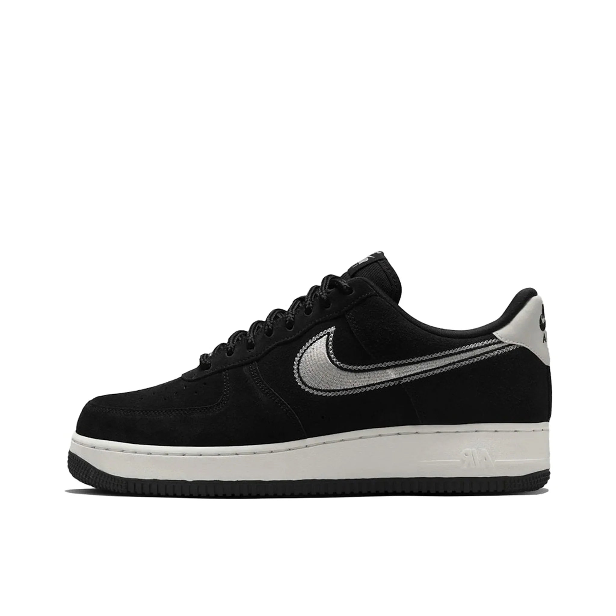 Nike Air Force 1 Low '07 LV8 Black Sail Embroidered Swoosh